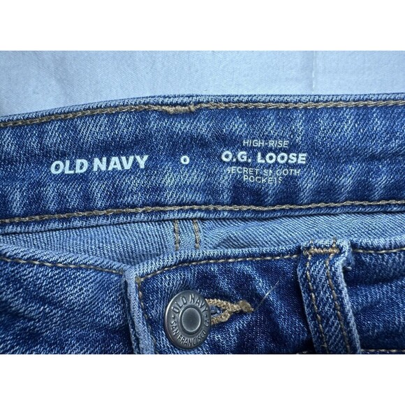 Old Navy O.G. Loose Denim Blue Jeans‎ High Rise Women's SIZE 0 - Picture 3 of 8